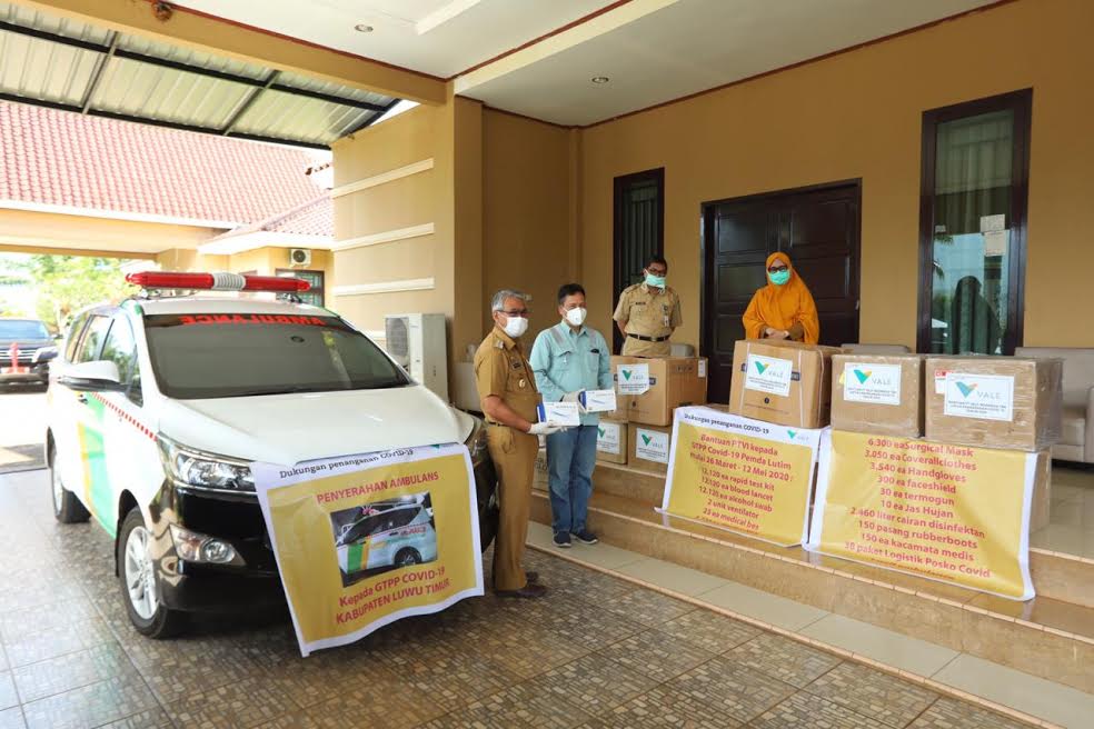 Lagi, PT Vale Indonesia Bantu TGPP Covid-19 Luwu Timur Alat Rapid Test dan Ambulans