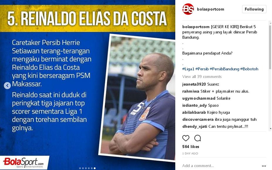 Striker PSM Reinaldo dan 6 Striker Asing di Asia Jadi Incaran Persib Bandung - reinaldo-elias-da-costa_20170728_162925.jpg