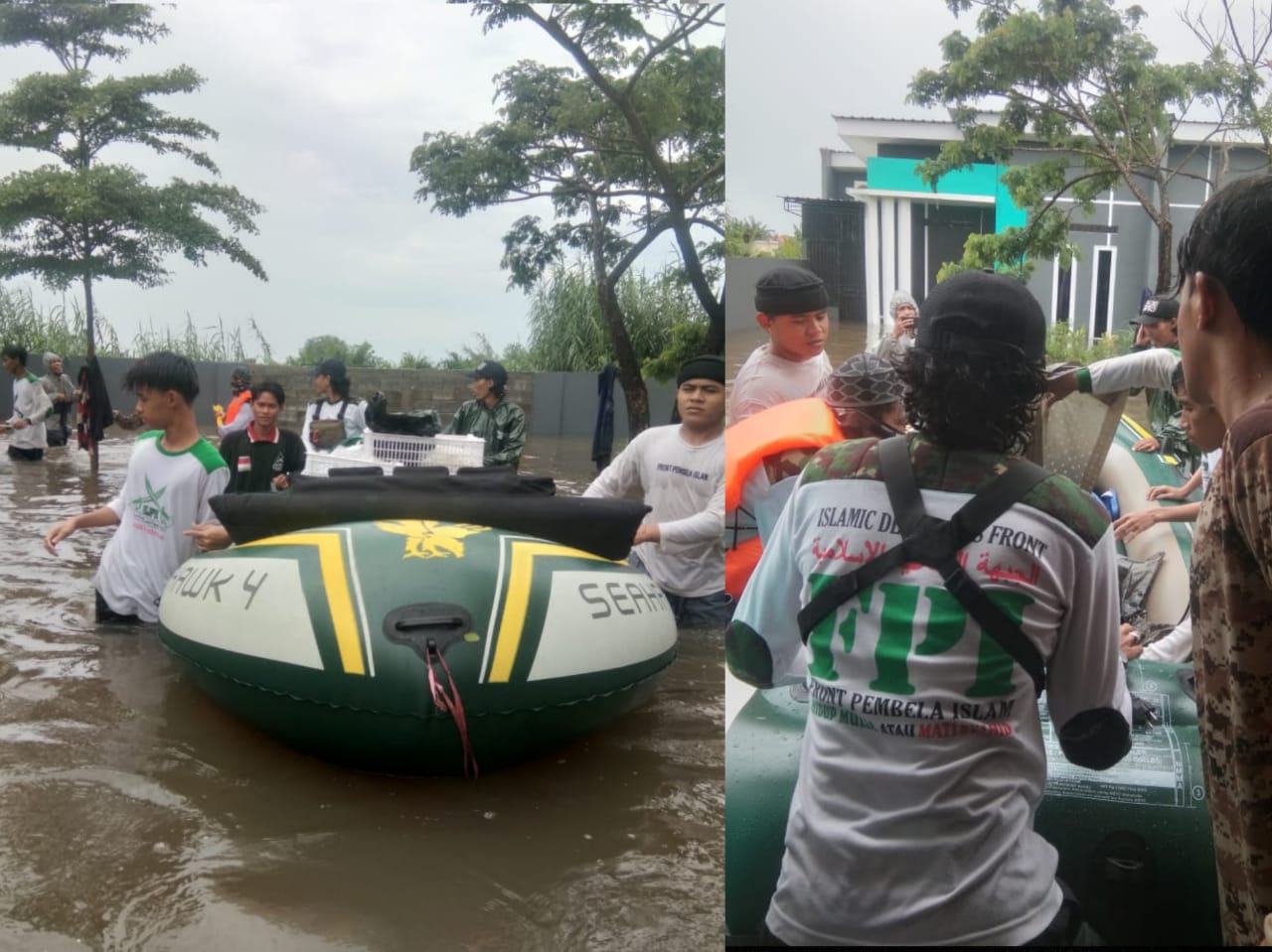 FPI dan HILMI Evakuasi Warga Terjebak Banjir di Perumnas Antang Makassar