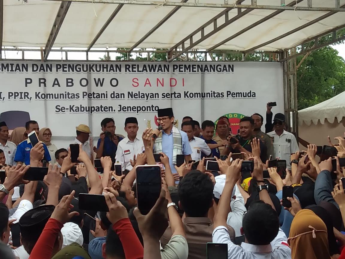 Di Hadapan Relawan Koppasandi Jeneponto, Sandiaga Uno Bilang Begini