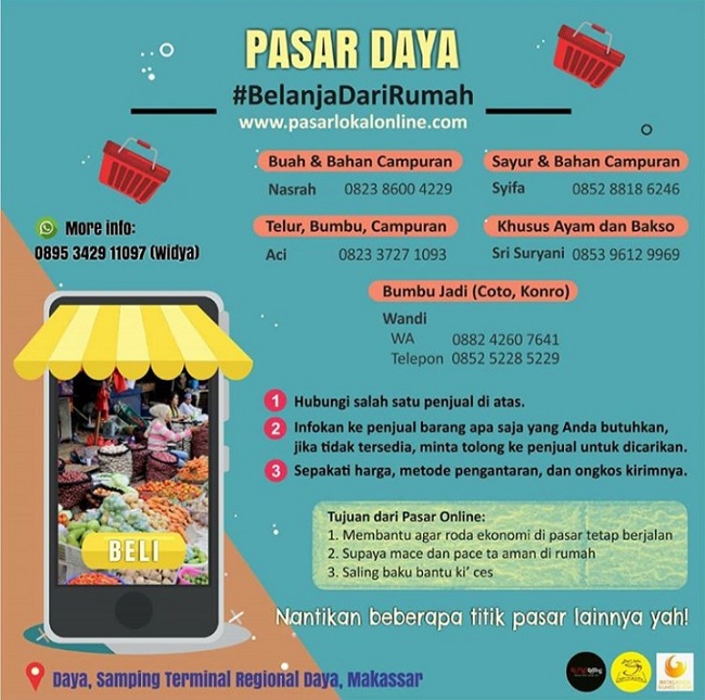 Selain Pasar Terong, Warga Makassar Bisa Belanja Kebutuhan dari Rumah di Pasar Daya dan Toddopuli