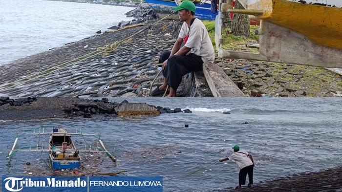 CUACA EKSTREM MANADO - Akibat cuaca buruk, gelombang tinggi dan angin kencang nelayan tradisional Manado tak melaut. Kondisi ini sudah berlangsung sejak awal tahun.
