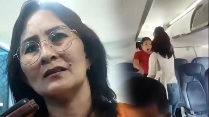 DPRD CEKIK PRAMUGARI - Anggota DPRD Sumatera Utara (Sumut), Megawati Zebua (KANAN) dalam rekaman video viral terlihat mencekik seorang pramugari maskapai Wings Air pada 13 April 2025 lalu. Megawati Zebua ketika memberi klarifikasi (KIRI) hanya membantu bapak tua Selasa (15/4/2025). Kini Megawati telah ditetapkan sebagai tersangka.