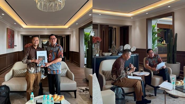 Bupati Kabupaten Minahasa Utara Joune Ganda mengikuti wawancara