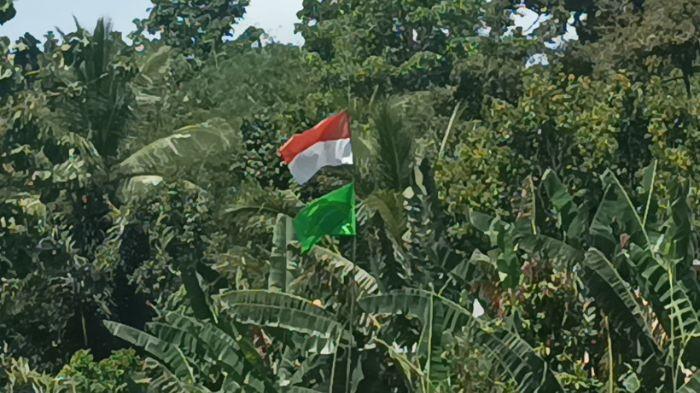 DEMAM BOLA - Warga menampilkan rupa-rupa ekspresi dalam memasang bendera, mulai dari yang patriotik dengan tetap mengutamakan Merah Putih di atas bendera negara asing (seperti di Sindulang dan Bengkol), hingga pemasangan yang nyeleneh dan lucu di wilayah Singkil.
