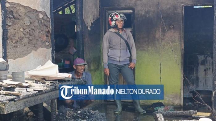 Kebakaran di Purworejo Boltim, Pemilik Rumah Tertunduk Lesu Lihat Rumah Jadi Arang
