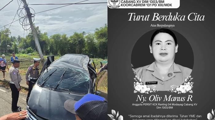 KECELAKAAN DI KOTAMOBAGU - Identitas pengemudi mobil minibus hitam yang menabrak istri anggota TNI di Kotobangon-Moyag, Kotamobagu, Sulut, Kamis (13/11/2025). Inisial RHM (29).