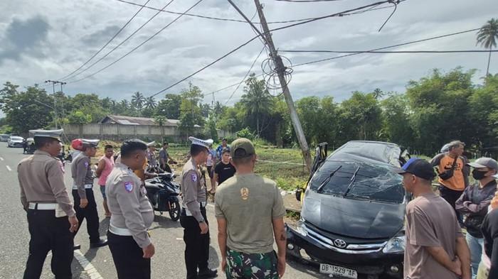 KECELAKAAN DI KOTAMOBAGU - Identitas pengemudi mobil minibus hitam yang menabrak istri anggota TNI di Kotobangon-Moyag, Kotamobagu, Sulut, Kamis (13/11/2025). Inisial RHM (29).