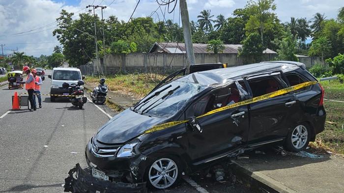 KECELAKAAN: Kecelakaan lalu lintas terjadi di Jalan Trans perbatasan Kelurahan Kotobangon dan Moyag, Kota Kotamobagu, Sulawesi Utara (Sulut). Kejadian terjadi sekitar pagi pukul 07.30 WITA, Kamis (13/11/2025).