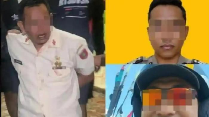 PEMBUNUHAN POLISI DI KENDARI - Kolase foto semasa hidup anggota polisi Bripka Laode Abdul Salman (36) yang menjadi korban pembunuhan di Lorong Merak, Jalan Budi Utomo, Kelurahan Mataiwoi, Kecamatan Wua-Wua, Kota Kendari, Sulawesi Tenggara (Sultra), Sabtu (15/11/2025) dinihari (foto kanan atas dan bawah). Usai kejadian, terduga pelaku yakni Junaido yang merupakan PNS TNI di salah satu institusi diamankan petugas kepolisian (foto kanan).