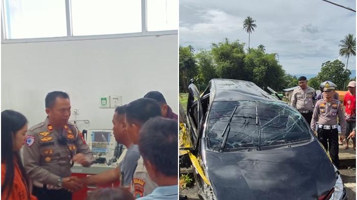 KECELAKAAN: Sosok korban meninggal kecelakaan maut di Jalan Trans perbatasan Kelurahan Kotobangon dan Moyag, Kota Kotamobagu, Sulawesi Utara (Sulut) pada Kamis (13/11/2025) pagi. Korban ternyata istri dari anggota TNI. Korban meninggal bernama Olivia Goni.