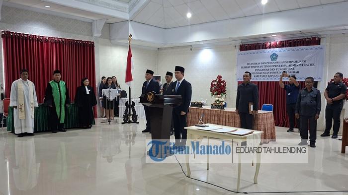 PELANTIKAN - Pemerintah Kabupaten Kepulauan Sangihe kembali melakukan perombakan struktur birokrasi, Kamis (12/02/2026).