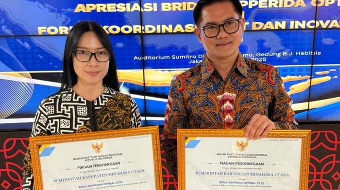 Bupati Minut Joune Ganda Terima 2 Penghargaan dari Brin, Bersaing dengan Jawa dan Bali