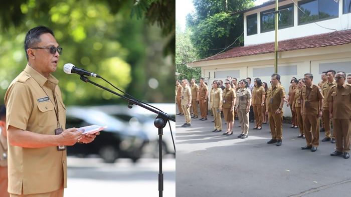 APEL - Pemerintah Kota Tomohon menggelar apel kerja awal bulan November 2025 di Lapangan Kantor Wali Kota Tomohon, Senin (3/11/2025). Apel tersebut dipimpin oleh Sekretaris Daerah Kota Tomohon, Edwin Roring yang membacakan sambutan Wali Kota Tomohon, Caroll J. A. Senduk.Dalam sambutannya, Wali Kota menegaskan pentingnya apel kerja sebagai bentuk koordinasi dan komunikasi birokrasi antar pegawai di lingkungan Pemerintah Kota Tomohon.