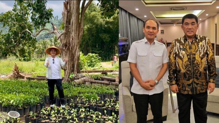 Pengusaha Jemmy Asiku di lokasi tanam rica 38 ribu pohon. Foto 2
