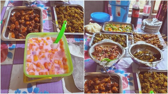 MAKANAN MINAHASA - Potret makanan yang dipersiapkan warga pada momen Natal di Minahasa, Sulawesi Utara, Kamis (25/12/2025). Di antaranya ragey atau sate babi, sup brenebon, babi kecap, serta tinorangsak.