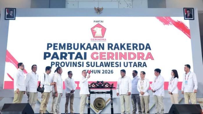 HADIRI - Ketua Harian Partai Gerindra Sufmi Dasco Ahmad, menghadiri pembukaan Rapat Kerja Daerah (Rakerda) Partai Gerindra Sulawesi Utara yang digelar di Four Points by Sheraton Manado, Minggu (24/5/2026).