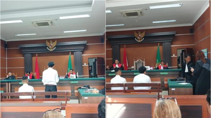 SIDANG - Sidang lanjutan kasus pembunuhan Alberto Benedict Joel Tanos dengan agenda pembacaan pledoi terdakwa Abdul Muchlis Rawasi alias Alo digelar di Pengadilan Negeri Manado, Jalan Adipura Raya, Kima Atas, Mapanget, Manado, Sulawesi Utara, Selasa (28/4/2026). Terdakwa minta keringanan hukuman