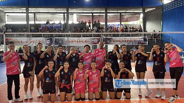 PERTANDINGAN VOLI - Tim Voli Putri Minut lolos ke semi final Porprov Sulut 2025 setelah menang comeback 3-1 atas Sangihe. Pertandingan digelar di GOR Bright Jos Elektrik Sulut di Kecamatan Mapanget Manado, Kota Manado, Selasa (18/11/2025).