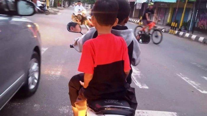 VIRAL Dua Bocah Tunggangi Motor Plat Merah, Tak Gunakan Helm hingga Singgung Peran Orang Tua