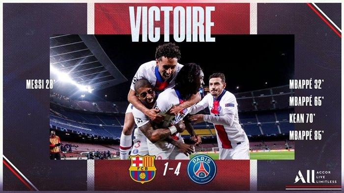 Hasil Liga Champions: Barcelona Dihancurkan PSG, Liverpool Benamkan RB Leipzig, Gol Mbappe dan Salah