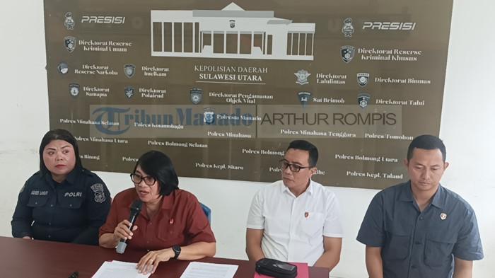 KASUS EVIA - Polda Sulut gelar konferensi pers terkait kasus kematian Evia Maria Mangolo. Direktur Reserse PPA/PPO Polda Sulut Kombes Pol Nonie Sengkey menyatakan, pihaknya telah memeriksa 10 saksi dalam pengusutan kasus tersebut. Selain itu, barang bukti yang didapat penyidik Polda Sulut mengarah pada dugaan pelecehan seksual.