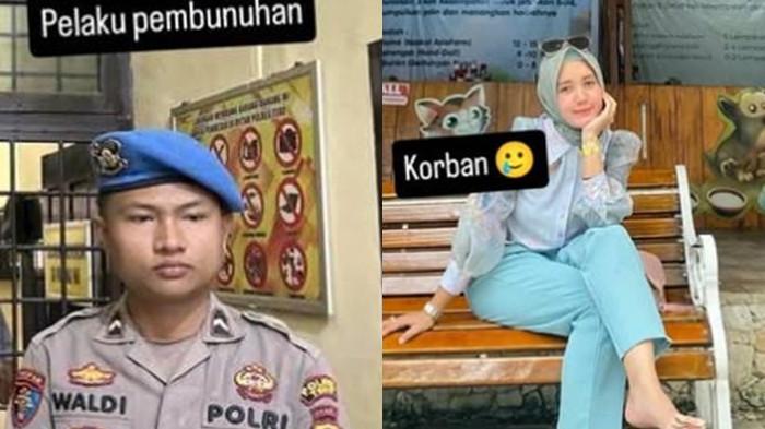 DOSEN DIBUNUH: Kolase foto Bripda Waldi dan potret diduga korban semasa hidup yang berprofesi sebagai dosen. Korban adalah Ketua Program Studi S1 Keperawatan di Institut Administrasi dan Kesehatan Setih Setio (IAKSS) Muaro Bungo. (Facebook Asri Ajaa)