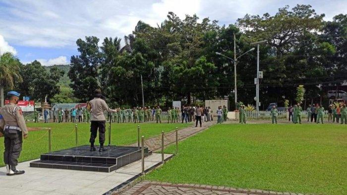 Dukung Pengamanan Pilkada, Polres Minut Gelar Apel Kesiapan Linmas dan Ormas