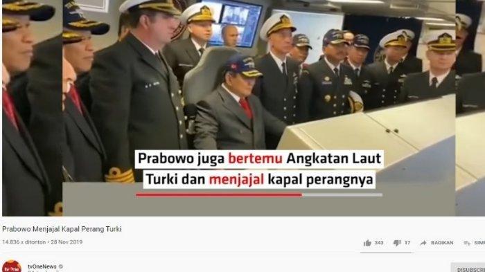 Prabowo Kunjungan Kerja ke Turki, Menhan Jajal Kapal Perang, Dikelilingi Awak Kapal Angkatan Laut