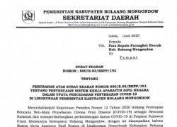 Pemkab Bolmong Perpanjang Tugas Kedinasan di Rumah