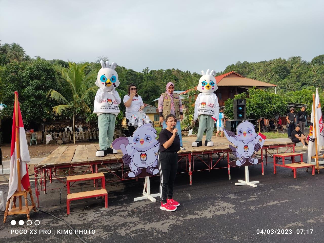 KPU Bitung Sosialisasi dan Kirab Pemilu 2024 di Car Free Day Pulau Lembeh Sulawesi Utara