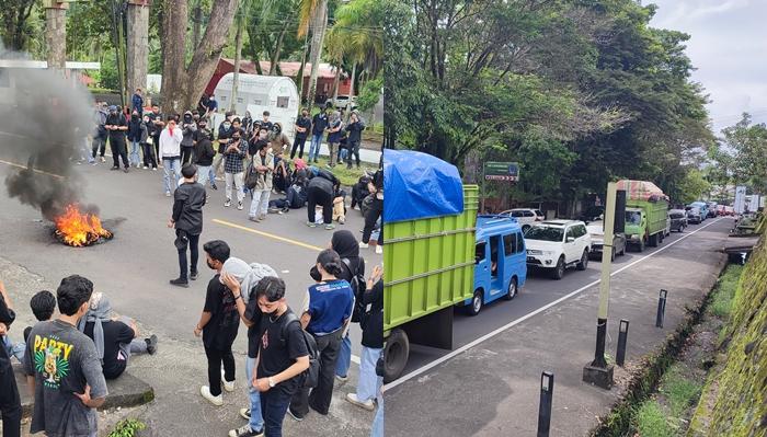 Bakar Ban hingga Blokade Jalan, Demo Mahasiswa Tolak UU TNI di Kantor DPRD Sulut Diprotes Warga