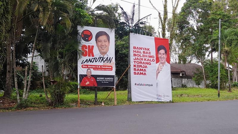 Baliho Bacagub Sulawesi Utara dari PDIP Steven Kandouw Kepung Manado