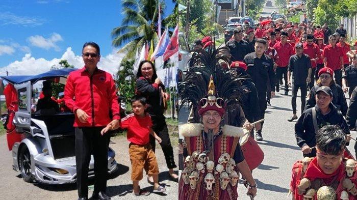 Gaya Caleg PDIP saat Mendaftar ke KPU, Ada Naik Bentor dan Jalan Kaki Diiringi Tarian Kabasaran