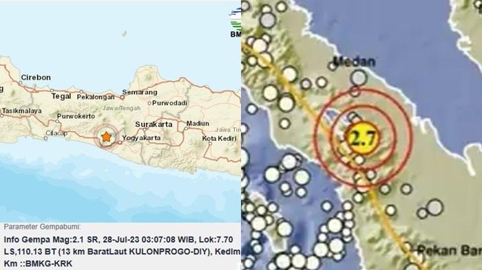 Gempa Bumi Terkini Jumat 28 Juli 2023, Terjadi 2 Gempa Pagi Ini, Info BMKG di Yogyakarta dan Sumut