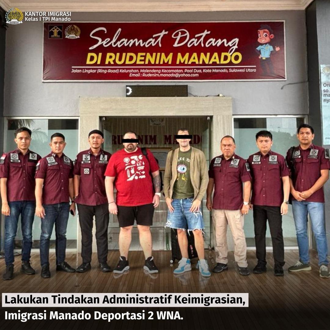 Imigrasi Kelas 1 TPI Manado Lakukan Tindakan Administratif Keimigrasian kepada 2 WNA
