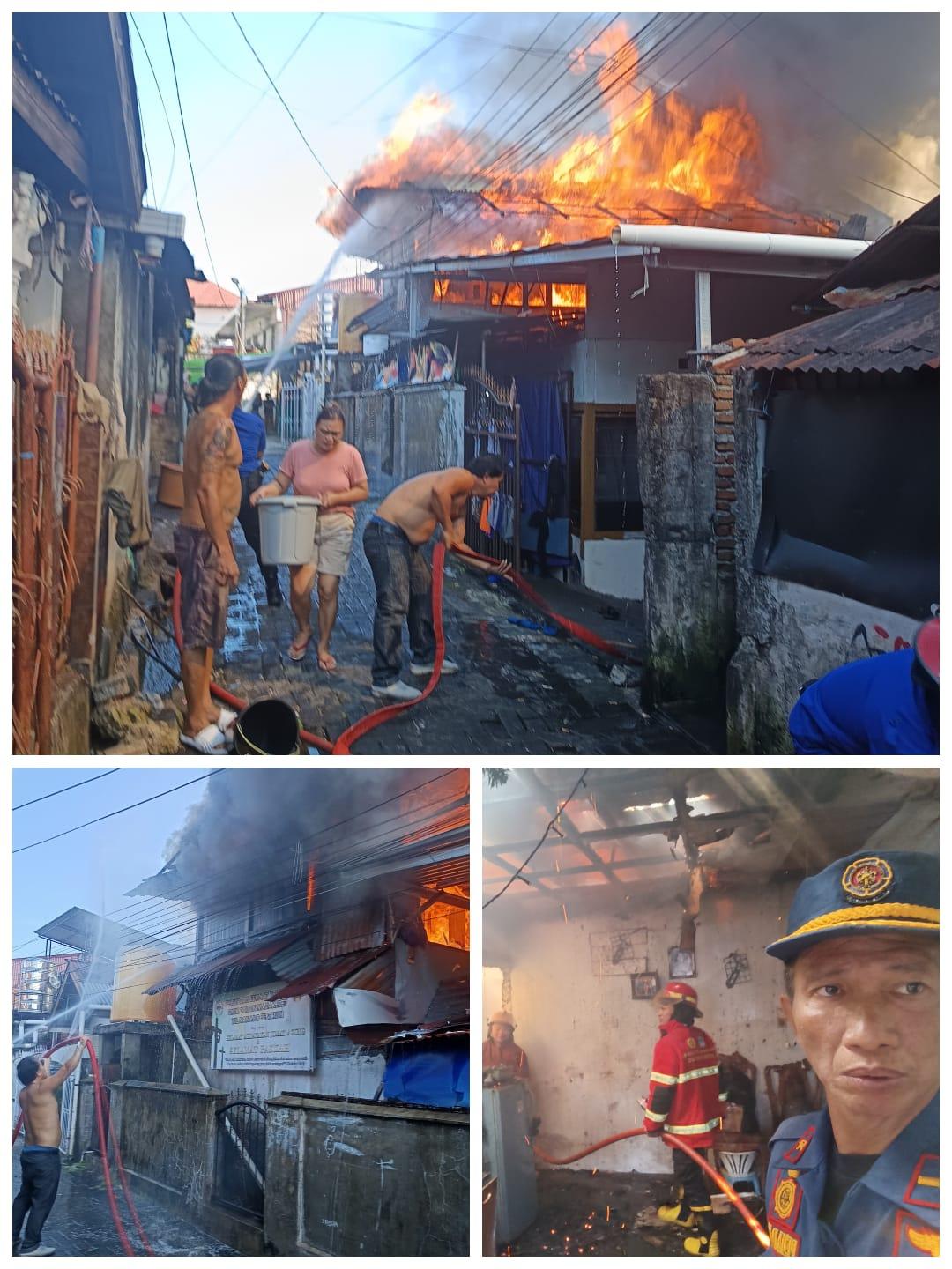 2 Rumah di Mahakeret Timur Terbakar, Damkar Manado Kerahkan 20 Personel