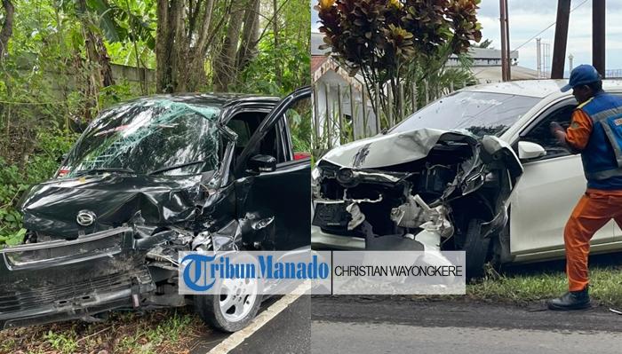 Kecelakaan di Jalan Manado - Bitung, Pikap Tabrakan dengan Mini Bus Toyota, 2 Mobil Ringsek