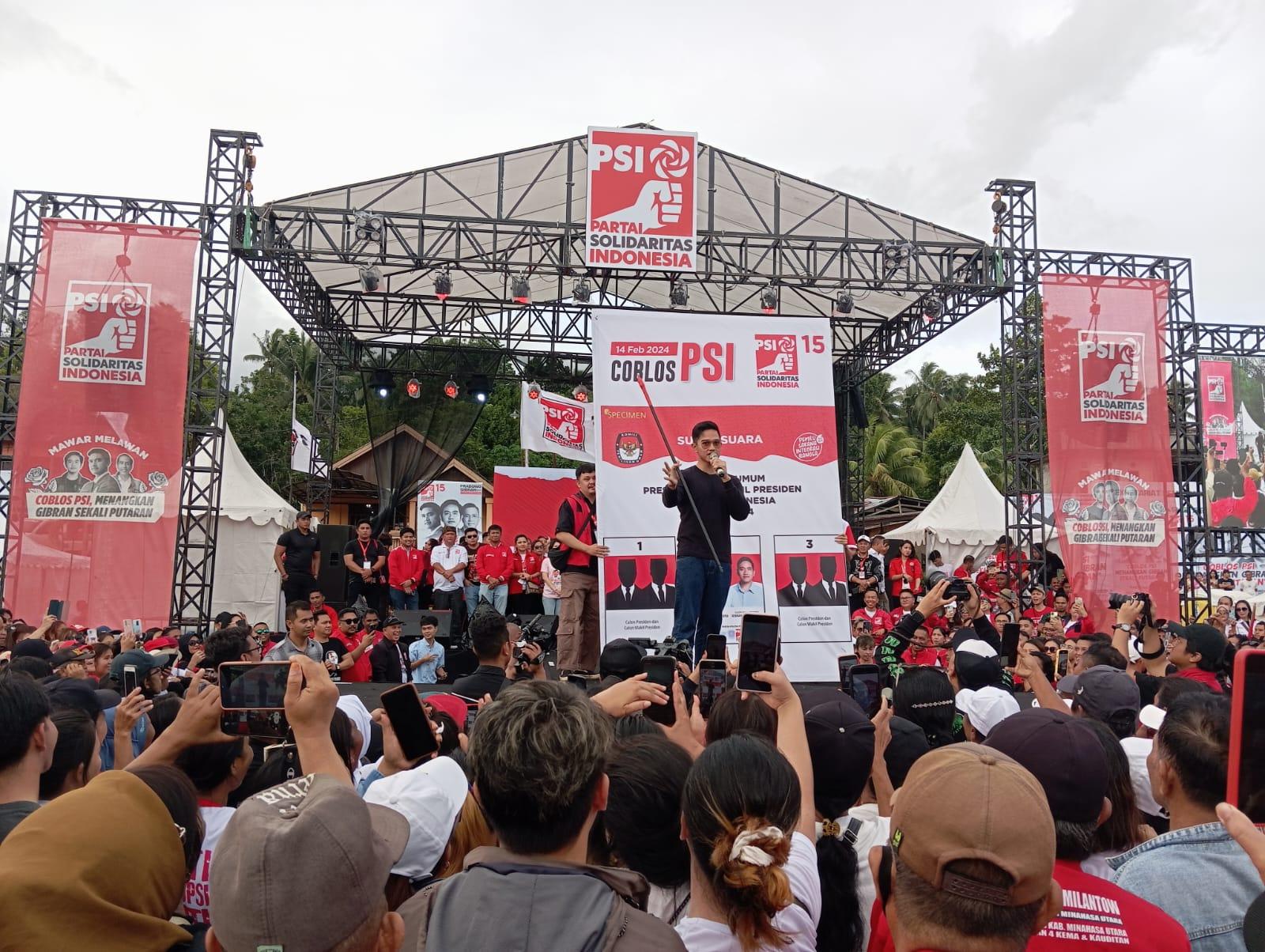 Kaesang Pangarep Ajak Relawan Coblos Prabowo - Gibran Saat Kampanye di Treman Minut Sulawesi Utara