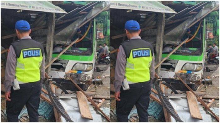 Kecelakaan Maut, 1 Orang Tewas, Bus Tabrak Pemotor dan Warung Bensin