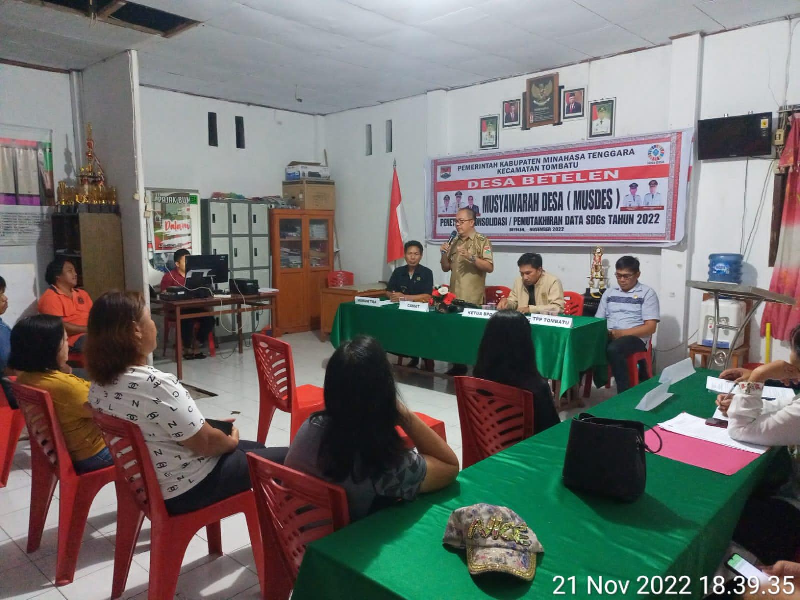 Kecamatan Tombatu Pertama Tetapkan Data SDGs Desa 2022