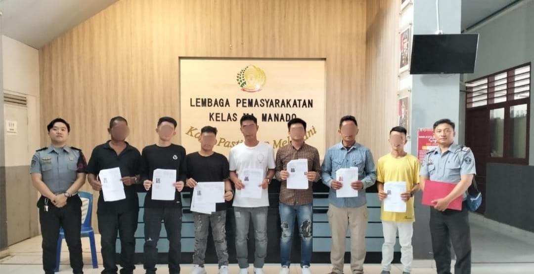 7 Narapidana Kasus Narkotika dan Kasus Perlindungan Anak Dibebaskan Lapas Manado Sulawesi Utara