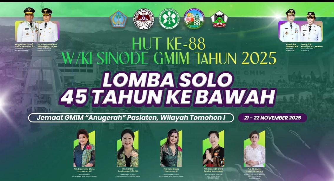 Daftar Perolehan Nilai Lomba Solo 45 Tahun ke Bawah, HUT ke-88 W/KI GMIM, Peringkat 1 - 10