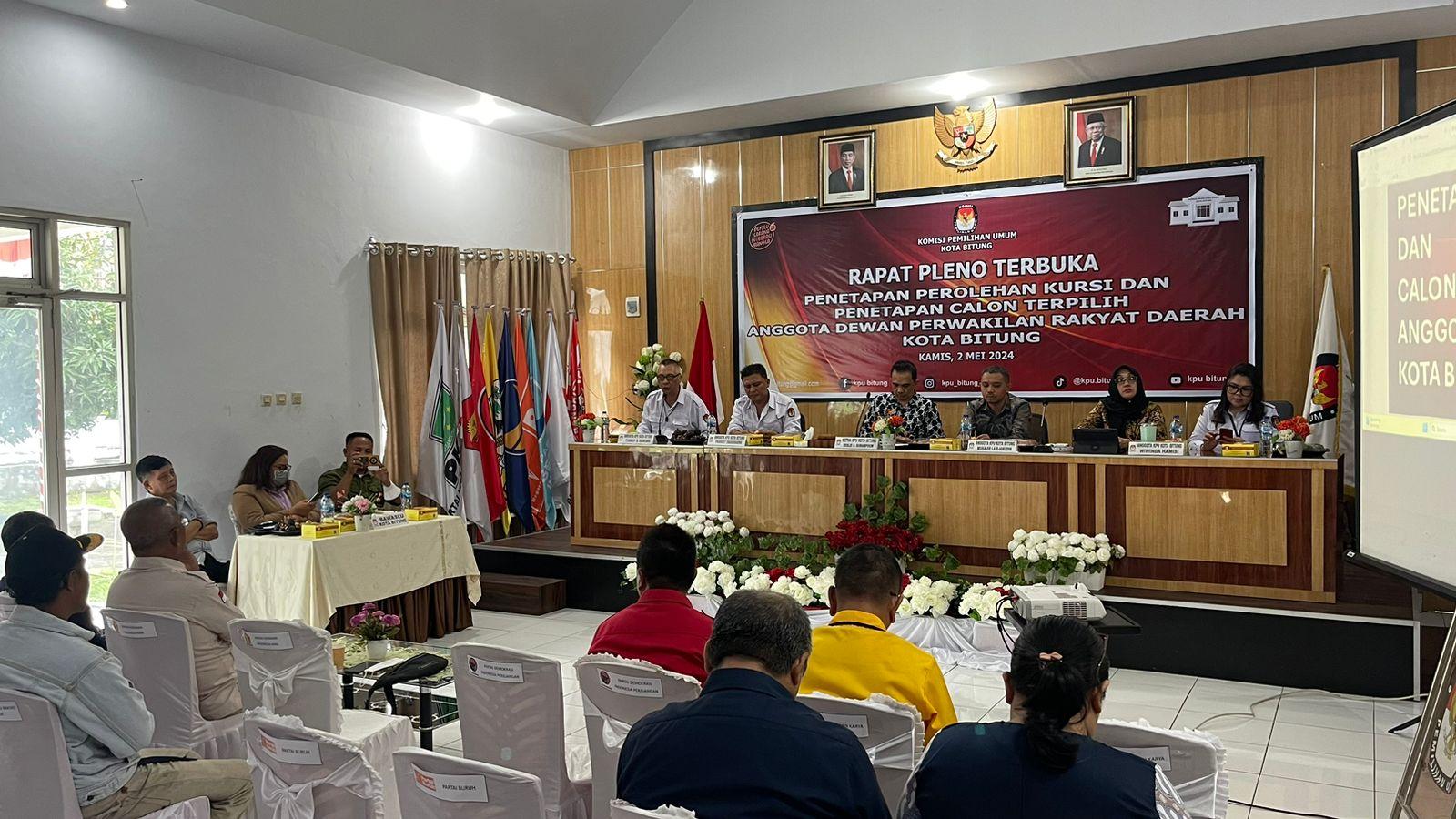 Gerindra Geser Nasdem, PDIP Perkasa di Puncak. Hasil Pileg 2024 Sah Diketuk KPU Bitung Sulut