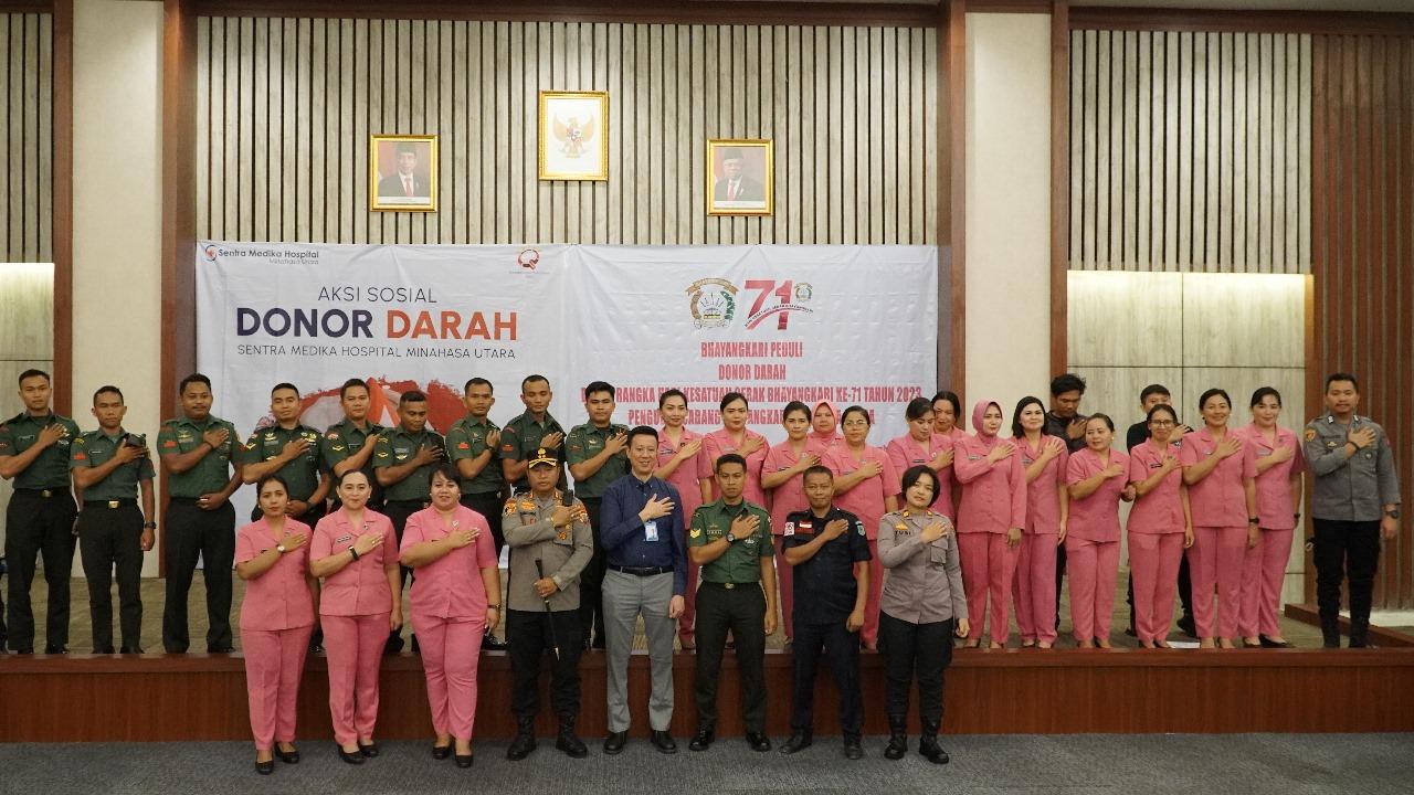 Hari Kesatuan Gerak Bhayangkari ke-71, Polres Minut Gandeng Sentra Medika Hospital Gelar Donor Darah