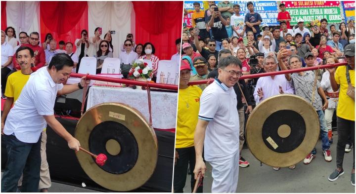 Pukulan Gong oleh Wagub Steven Kandouw dan Wali Kota Andrei Angouw Buka Prosesi Cap Go Meh Manado