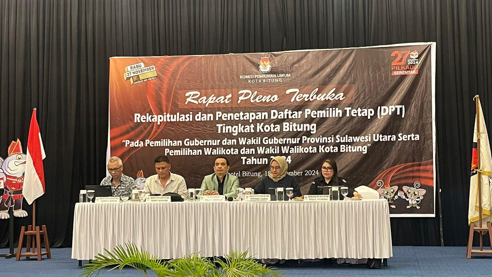 Ini Jumlah DPT Pilkada Serentak Tahun 2024, Hasil Pleno KPU Bitung Sulawesi Utara