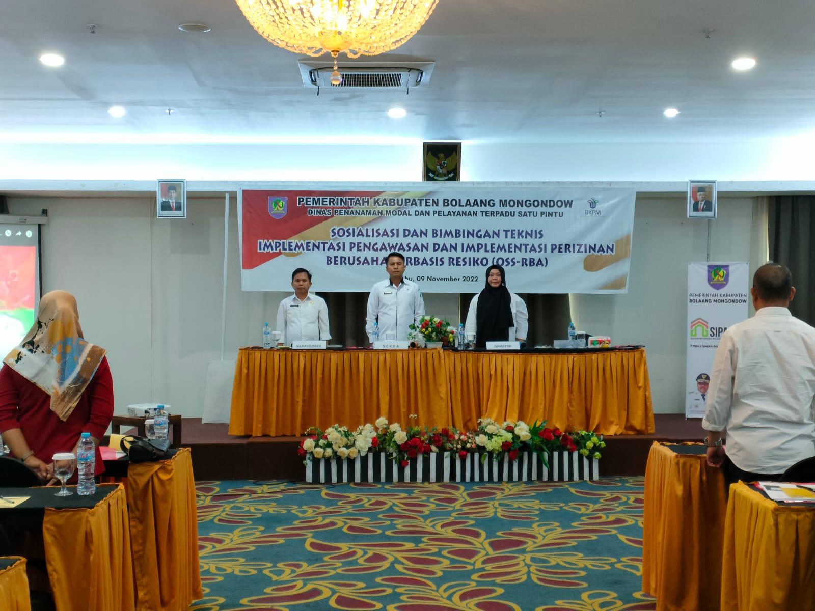 Sekda Bolmong Sulawesi Utara Buka Bimtek Pengawasan dan Implementasi OSS RBA