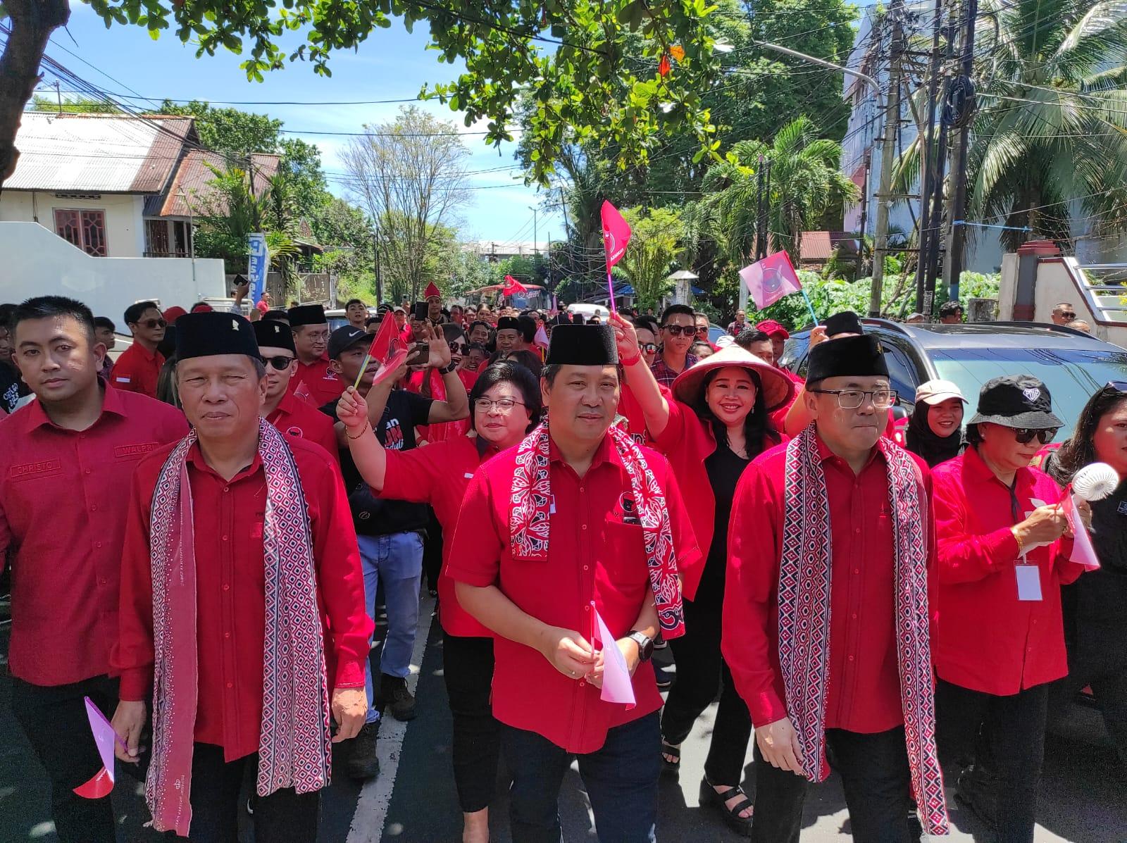 Steven Kandouw Pimpin Ribuan Kader PDIP Sulawesi Utara Daftar ke KPU