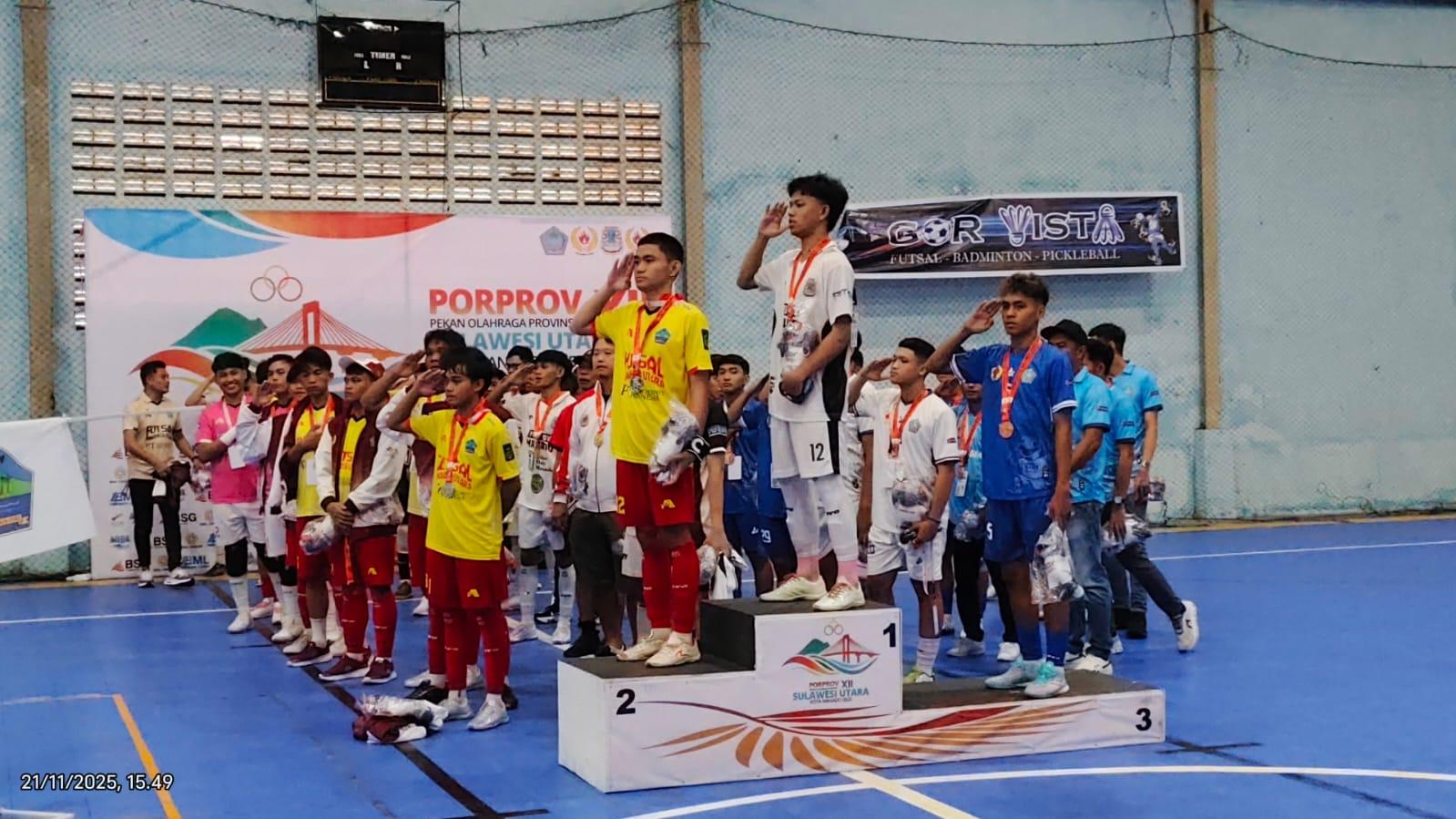 Futsal Putra Manado Hajar Minut 7-0, Raih Emas Porprov XII Sulawesi Utara